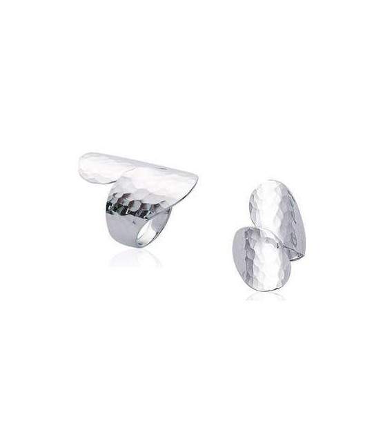 Bague enroulée argent massif martelée 