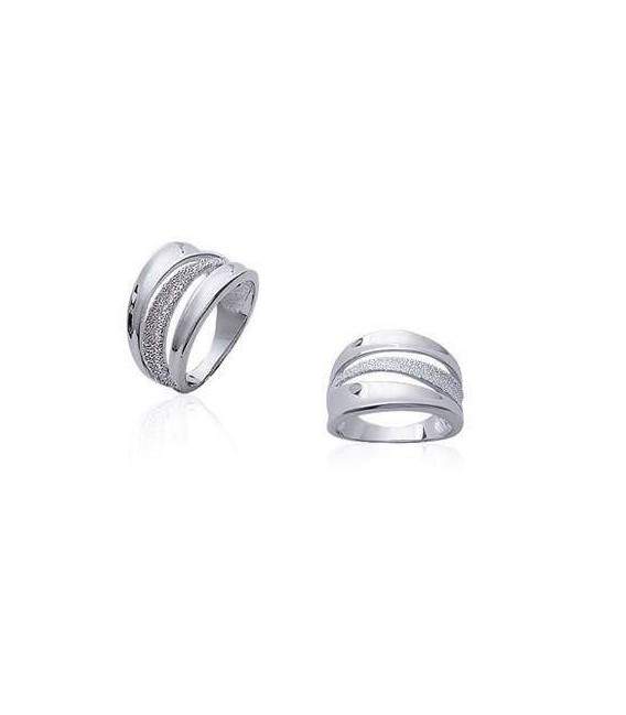 Bague argent massif vague rhodiée 