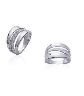 Bague argent massif vague rhodiée 
