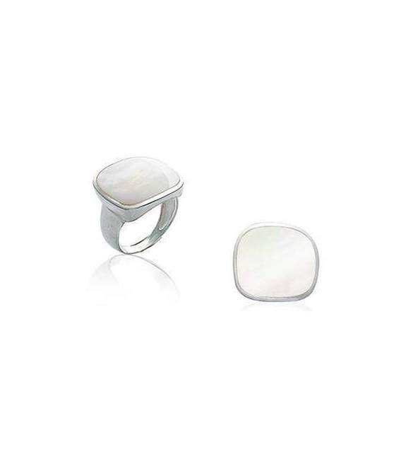 Bague fantaisie argent nacre arrondi serti 