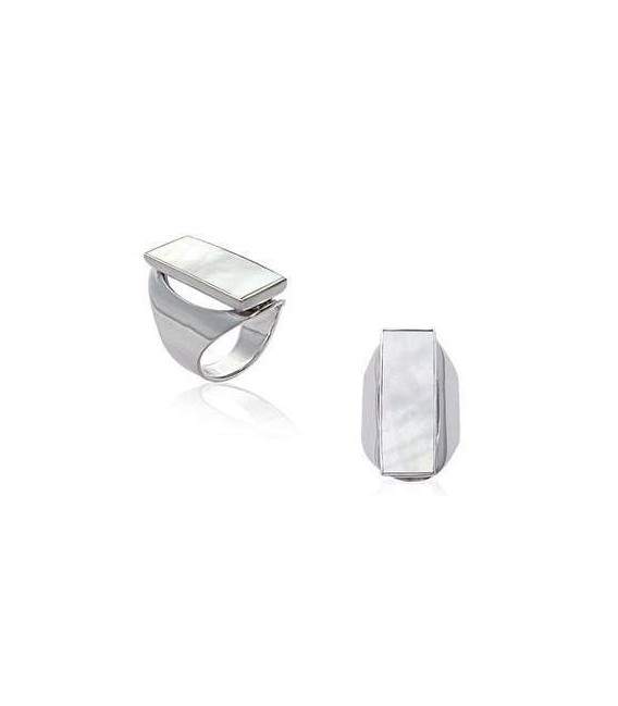Grosse bague de nacre véritable sur argent 