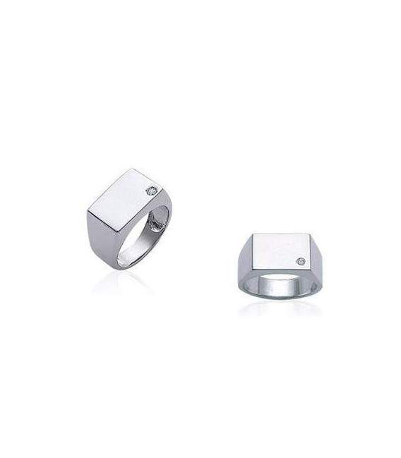 Grosse chevalière argent massif et zirconium 