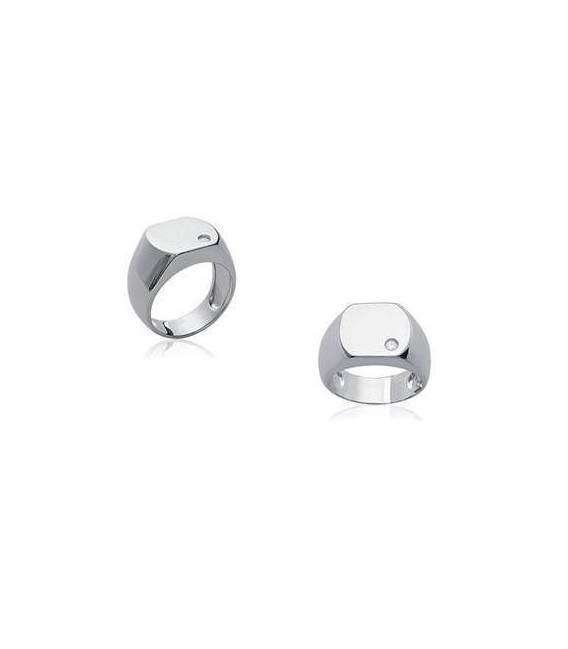 Chevalière bague argent massif et zirconium 