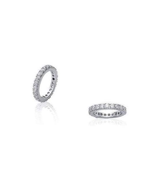 Bague jonc argent tour complet de zirconium 