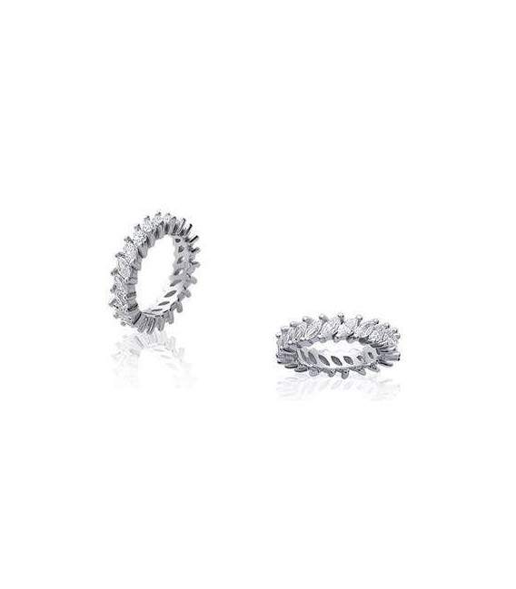 Alliance mariage bague argent massif de zirconium griffées en tour complet-2