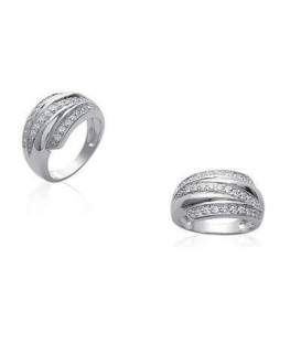 Grosse bague argent trois rangs de zirconium 