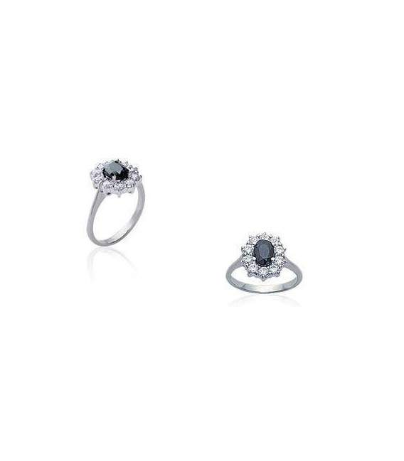 Bague argent véritable saphir et zirconium 
