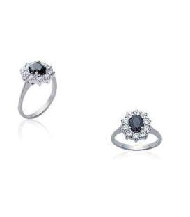 Bague argent véritable saphir et zirconium 