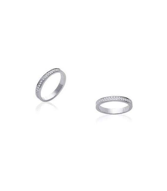 Anneau jonc alliance argent massif zirconium 