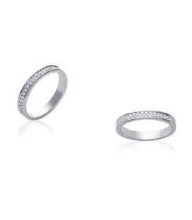 Anneau jonc alliance argent massif zirconium 