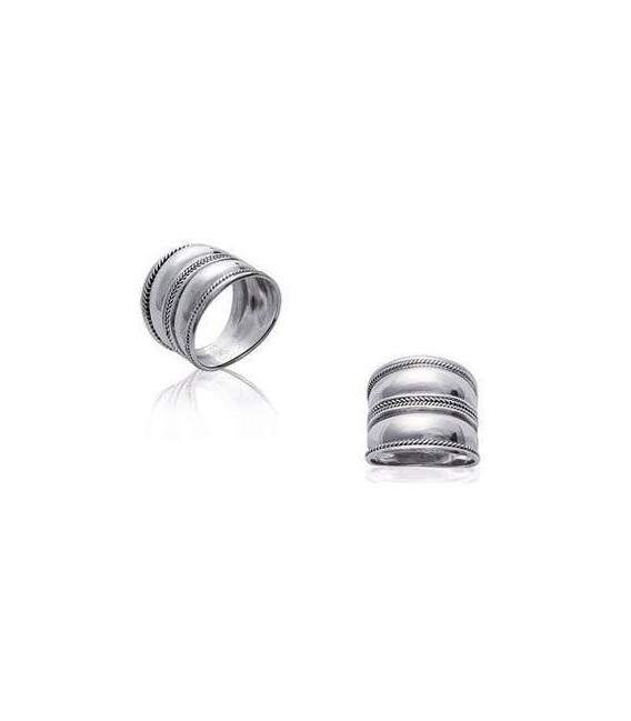 Grosse bague argent massif faux anneaux 