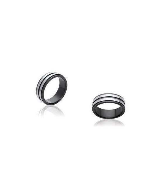 Alliance homme acier anneau deux tons 