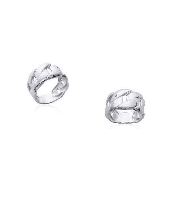 Grosse bague argent massif entrelacs fantaisie 