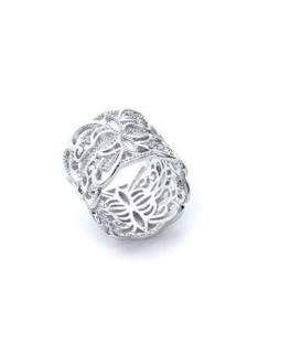 Bague tube argent dentelle 
