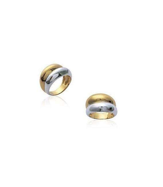 Bague double anneaux plaqué or rhodiées 