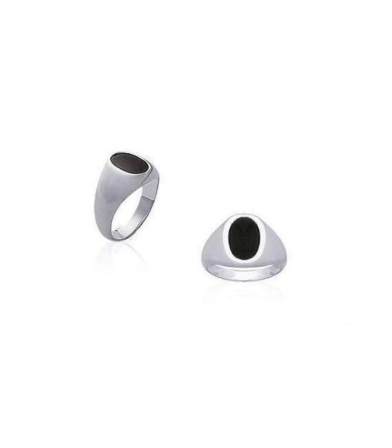 Chevalière argent rehaussée d'émail 