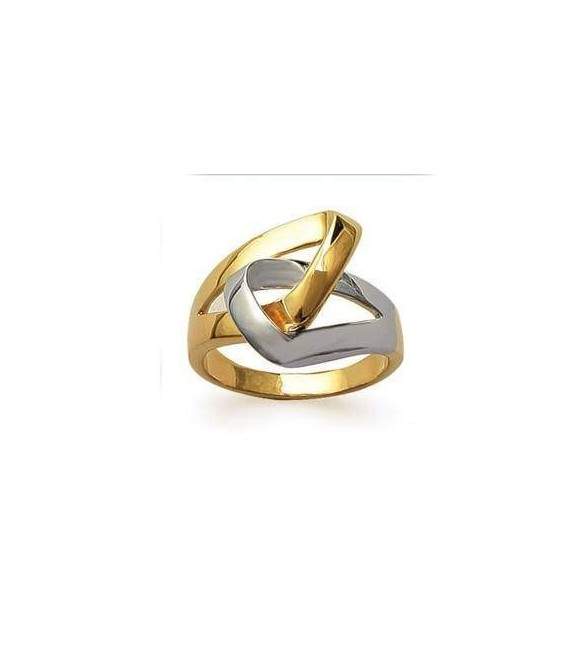 Bague plaqué or deux tons 