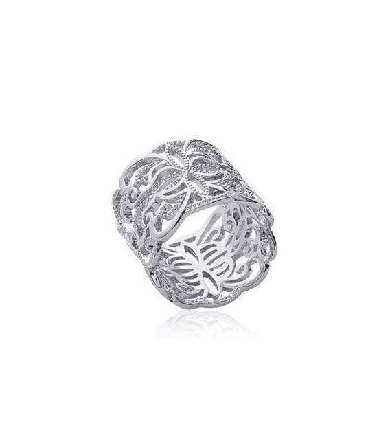 Bague tube argent dentelle 
