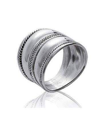 Grosse bague argent massif faux anneaux 