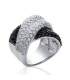 Grosse bague joaillerie argent pavage blanc et noir 