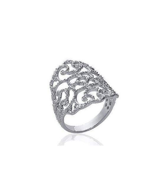Bague femme argent zirconium enveloppante 