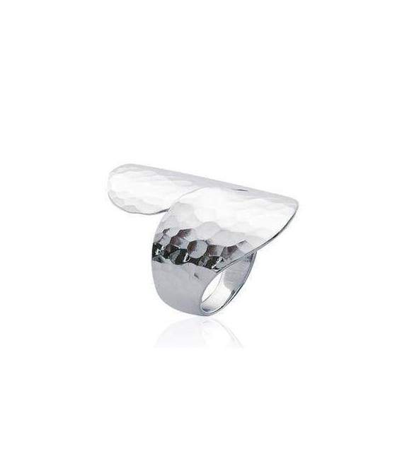 Bague enroulée argent massif martelée 