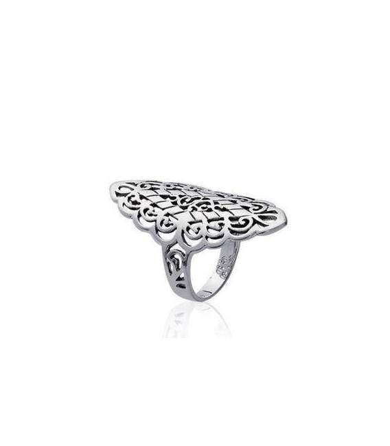 Bague navette dentelle argent massif 