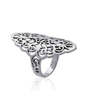 Bague navette dentelle argent massif