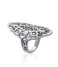 Bague navette dentelle argent massif