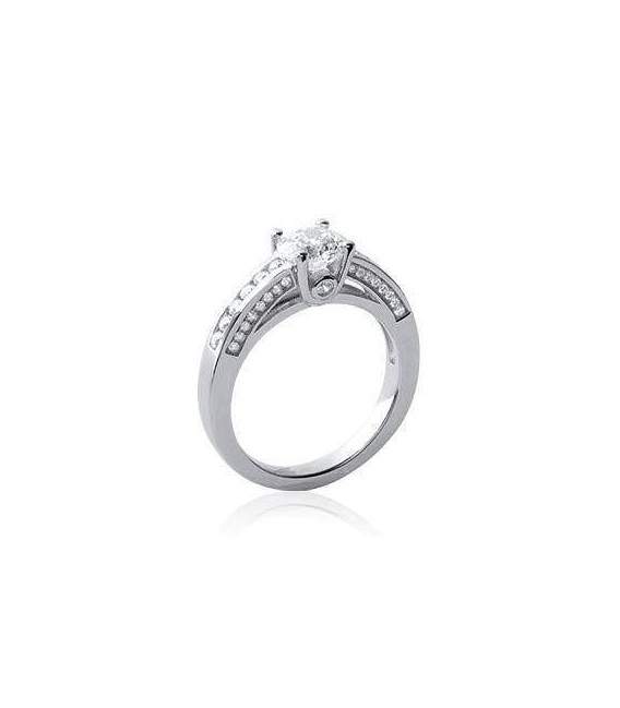 Bague argent massif solitaire griffé 