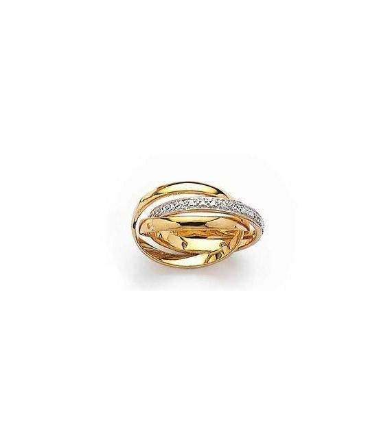 Bague plaqué or anneaux libres zirconium 