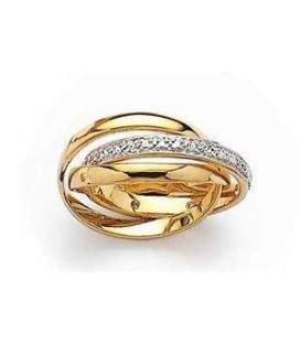 Bague plaqué or anneaux libres zirconium 