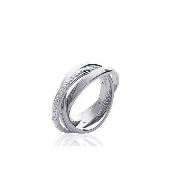 Bague trois anneaux argent entrelacés libres petits zirconium micro sertis 