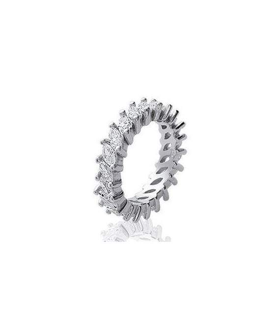 Alliance mariage bague argent massif de zirconium griffées en tour complet-3