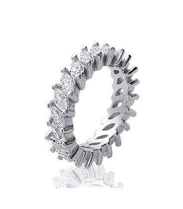 Alliance mariage bague argent massif de zirconium griffées en tour complet-3