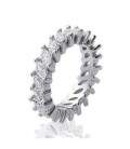 Alliance mariage bague argent massif de zirconium griffées en tour complet