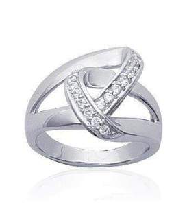 Bague argent entrelacs brisés zirconium 