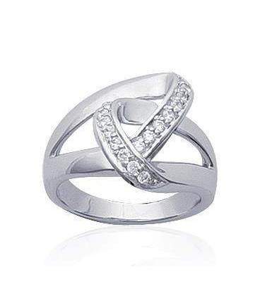 Bague argent entrelacs brisés zirconium 