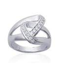 Bague argent entrelacs brisés zirconium