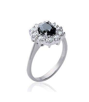 Bague argent véritable saphir et zirconium 