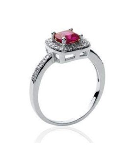 Bague argent rehaussée zirconium rubis 