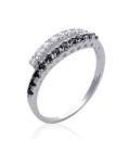 Anneau argent style alliance blancs et noirs