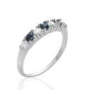 Alliance demi jonc argent véritable saphir et zirconium