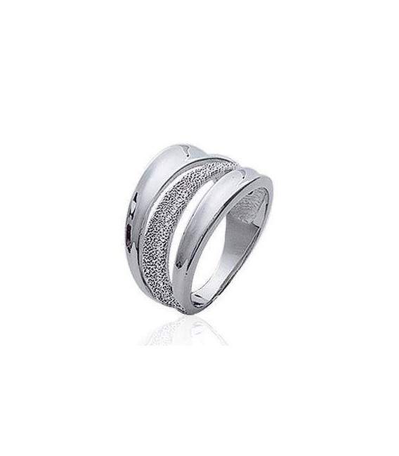 Bague argent massif vague rhodiée 