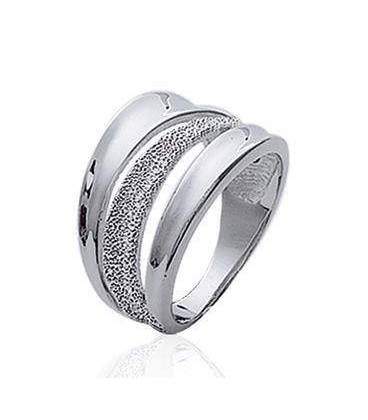 Bague argent massif vague rhodiée 
