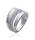 Bague argent massif vague rhodiée 