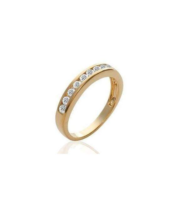 bague alliance plaqué or zirconium sertie en rail en demi jonc 