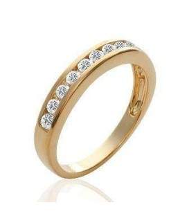 bague alliance plaqué or zirconium sertie en rail en demi jonc