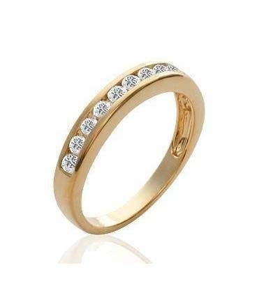 bague alliance plaqué or zirconium sertie en rail en demi jonc 
