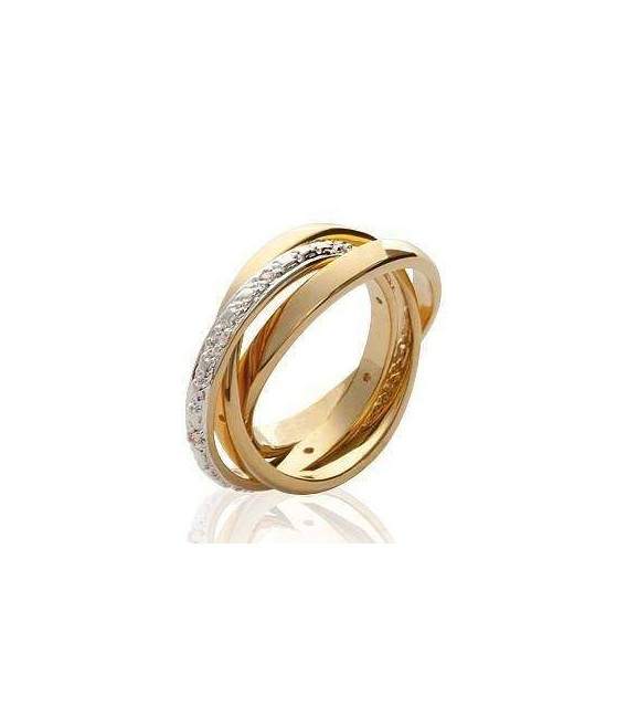 Bague plaqué or anneaux libres zirconium 